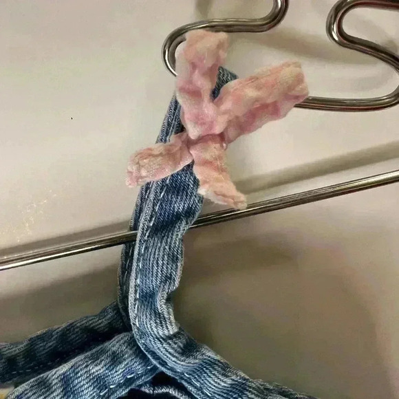 Vintage cradle togs denim  dress 18M gingham heart flower appliqué ruffle girls - Picture 9 of 10